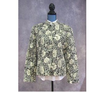 Rena Rowan Black Tan Gray Floral Blazer Jacket 14